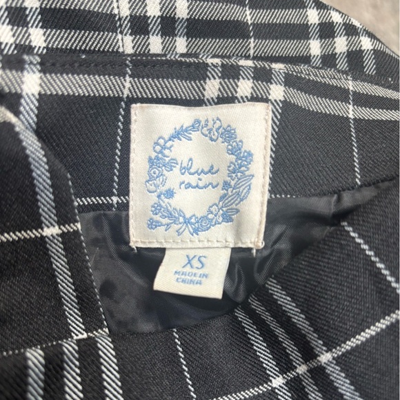 ANTHROPOLOGIE BLUE RAIN BLACK & WHITE PLAID ZIP-UP MINI SKIRT SIZE XS - Picture 4 of 6